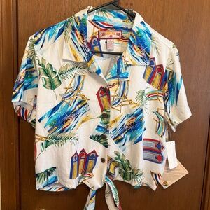 Caribbean Joe Multicolor Tropical Button-Up Shirt